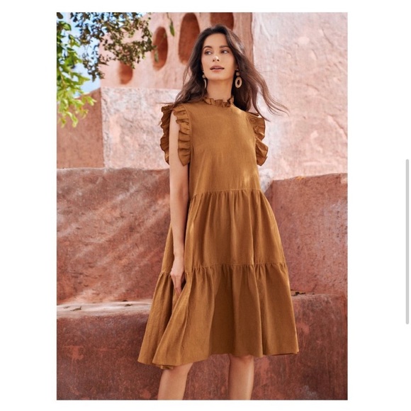 Rust Smock Dress. - Picture 3 of 5